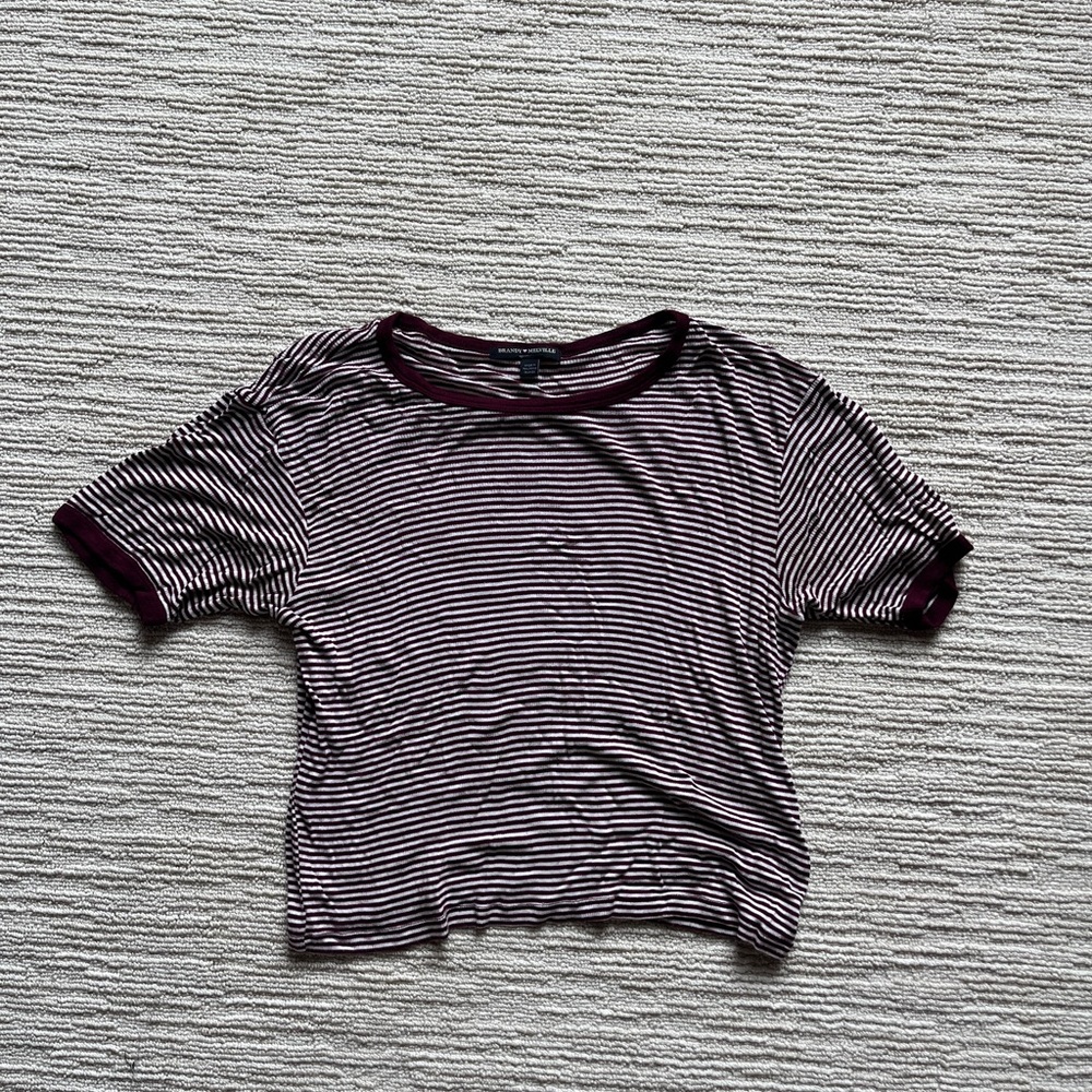 Brandy Melville burgundy striped t shirt